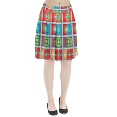 Tiles Pattern Background Colorful Pleated Skirt