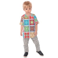 Tiles Pattern Background Colorful Kids  Raglan Tee