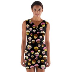 Jammy Cupcakes Pattern Wrap Front Bodycon Dress by Valentinaart