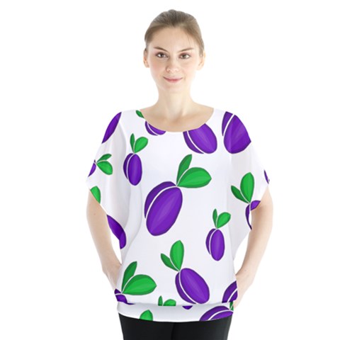 Decorative Plums Pattern Blouse by Valentinaart