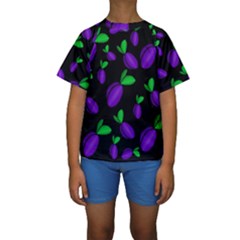 Plums Pattern Kids  Short Sleeve Swimwear by Valentinaart