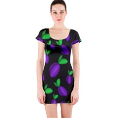 Plums Pattern Short Sleeve Bodycon Dress by Valentinaart