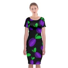 Plums Pattern Classic Short Sleeve Midi Dress by Valentinaart