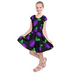 Plums Pattern Kids  Short Sleeve Dress