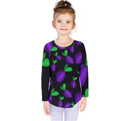 Plums Pattern Kids  Long Sleeve Tee