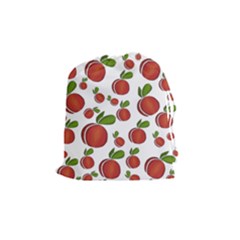 Peaches Pattern Drawstring Pouches (medium)  by Valentinaart