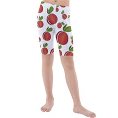 Peaches Pattern Kids  Mid Length Swim Shorts by Valentinaart