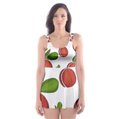 Peaches Pattern Skater Dress Swimsuit by Valentinaart