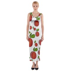 Peaches Pattern Fitted Maxi Dress by Valentinaart