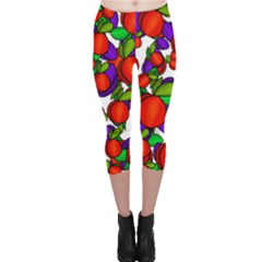 Peaches And Plums Capri Leggings  by Valentinaart