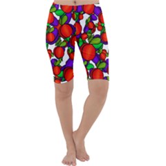 Peaches And Plums Cropped Leggings  by Valentinaart