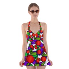 Peaches And Plums Halter Swimsuit Dress