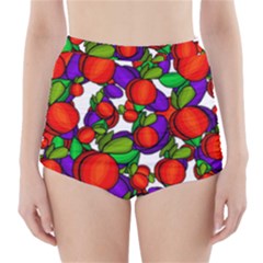 Peaches And Plums High-waisted Bikini Bottoms by Valentinaart