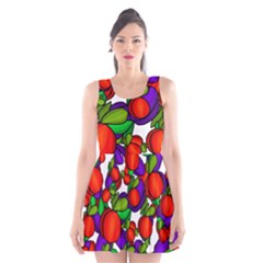 Peaches And Plums Scoop Neck Skater Dress by Valentinaart