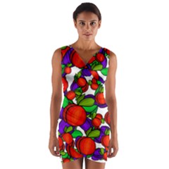 Peaches And Plums Wrap Front Bodycon Dress by Valentinaart