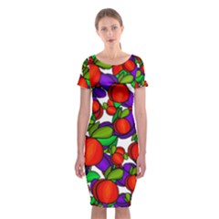 Peaches And Plums Classic Short Sleeve Midi Dress by Valentinaart