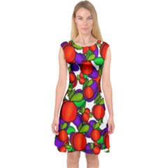 Peaches And Plums Capsleeve Midi Dress by Valentinaart