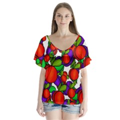 Peaches And Plums Flutter Sleeve Top