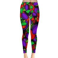 Plums And Peaches Leggings  by Valentinaart