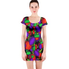 Plums And Peaches Short Sleeve Bodycon Dress by Valentinaart