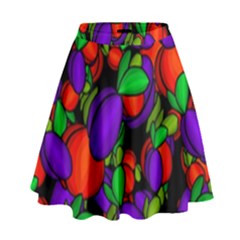 Plums And Peaches High Waist Skirt by Valentinaart