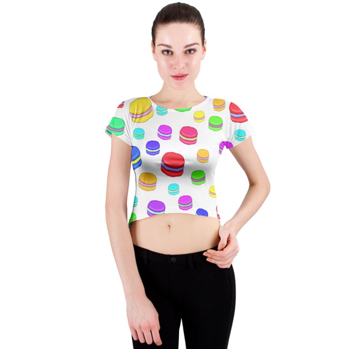 Macaroons Crew Neck Crop Top