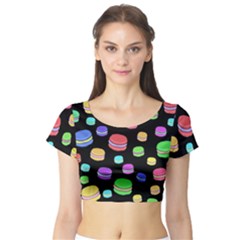 Colorful Macaroons Short Sleeve Crop Top (tight Fit) by Valentinaart