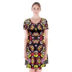 Queen Design 456 Short Sleeve V-neck Flare Dress