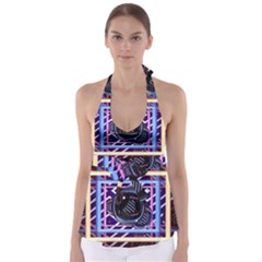 Abstract Sphere Room 3d Design Babydoll Tankini Top