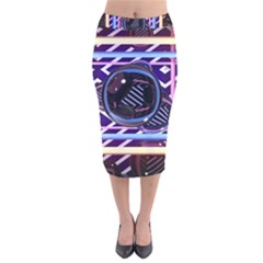 Abstract Sphere Room 3d Design Velvet Midi Pencil Skirt