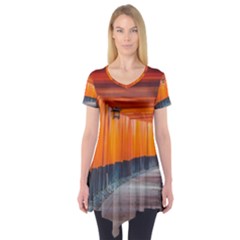 Architecture Art Bright Color Short Sleeve Tunic 