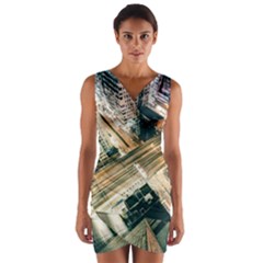 Architecture Buildings City Wrap Front Bodycon Dress