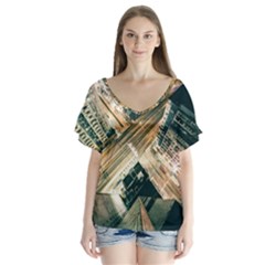 Architecture Buildings City Flutter Sleeve Top