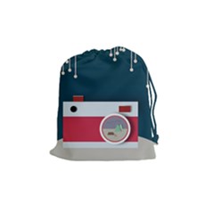 Camera Vector Illustration Drawstring Pouches (medium)  by Amaryn4rt