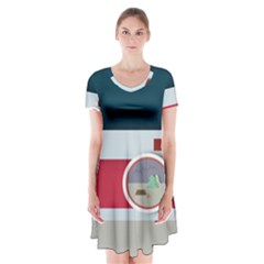 Camera Vector Illustration Short Sleeve V-neck Flare Dress