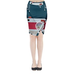 Camera Vector Illustration Midi Wrap Pencil Skirt