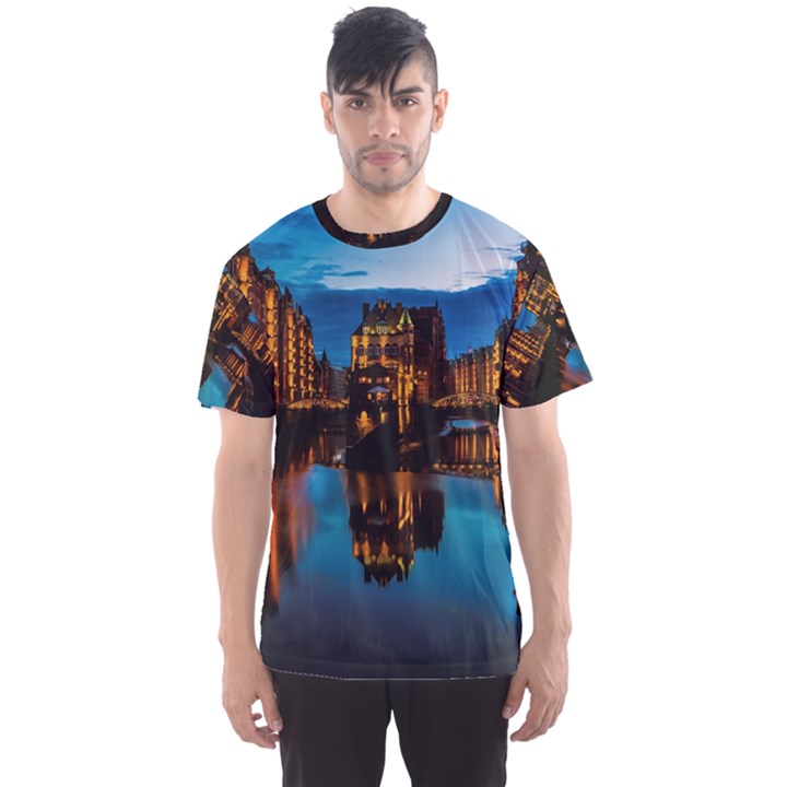 Hamburg City Blue Hour Night Men s Sport Mesh Tee