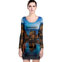 Hamburg City Blue Hour Night Long Sleeve Bodycon Dress by Amaryn4rt