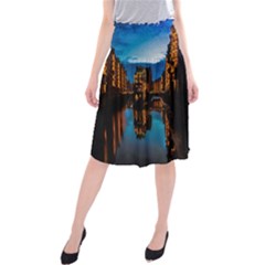 Hamburg City Blue Hour Night Midi Beach Skirt