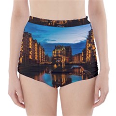 Hamburg City Blue Hour Night High-waisted Bikini Bottoms