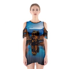 Hamburg City Blue Hour Night Shoulder Cutout One Piece by Amaryn4rt