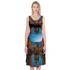 Hamburg City Blue Hour Night Midi Sleeveless Dress