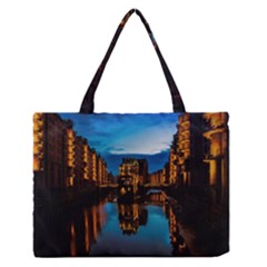 Hamburg City Blue Hour Night Medium Zipper Tote Bag