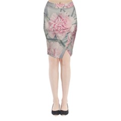 Cloves Flowers Pink Carnation Pink Midi Wrap Pencil Skirt