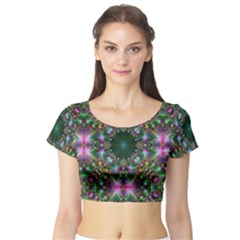 Digital Kaleidoscope Short Sleeve Crop Top (tight Fit)