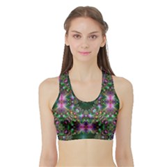 Digital Kaleidoscope Sports Bra With Border by Amaryn4rt