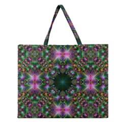 Digital Kaleidoscope Zipper Large Tote Bag