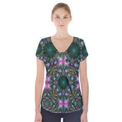 Digital Kaleidoscope Short Sleeve Front Detail Top