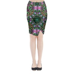 Digital Kaleidoscope Midi Wrap Pencil Skirt