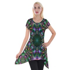 Digital Kaleidoscope Short Sleeve Side Drop Tunic